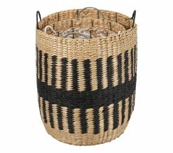 Promo 😀 TIME Panier set de 3 LENA noir/naturel 👏 -Promos TIME Magasin 2099901447258 A