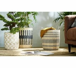 Promo 😀 TIME Panier set de 3 LENA noir/naturel 👏 -Promos TIME Magasin 2099901447258 AMB9 192297