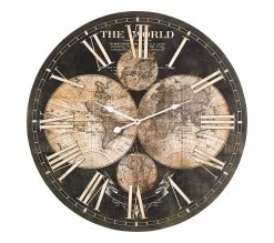 Vente flash 🔥 TIME Horloge D.60 cm MAP Noir / Doré ✔️ -Promos TIME Magasin 2099901451477 F