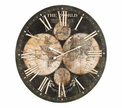 Vente flash 🔥 TIME Horloge D.60 cm MAP Noir / Doré ✔️ -Promos TIME Magasin 2099901451477 Q