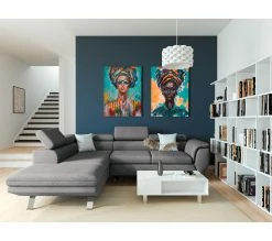 Remise 😉 TIME Toile 90x120 cm FEMME LUNETTES Multicolore 🎉