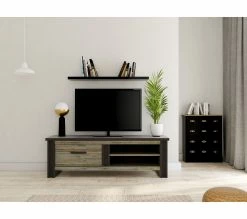 Acheter 😍 TIME Meuble TV 1 tiroir L.169 BAXTER imitation chêne gris 💯