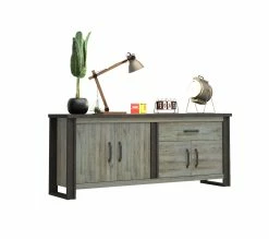 Meilleure affaire ❤️ TIME Buffet L.224 BAXTER imitation chêne gris 👏 -Promos TIME Magasin 3102000111865 Z3