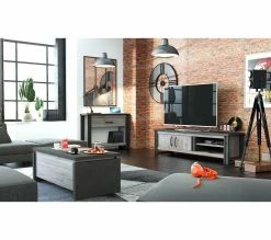 De gros ❤️ TIME Meuble TV 2 portes L.204 BAXTER imitation chêne gris 🎁 -Promos TIME Magasin 3102000111919 AMB2