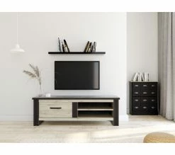 Offres 👏 TIME Meuble TV 1 tiroir L.169 BAXTER imitation chêne 🎉