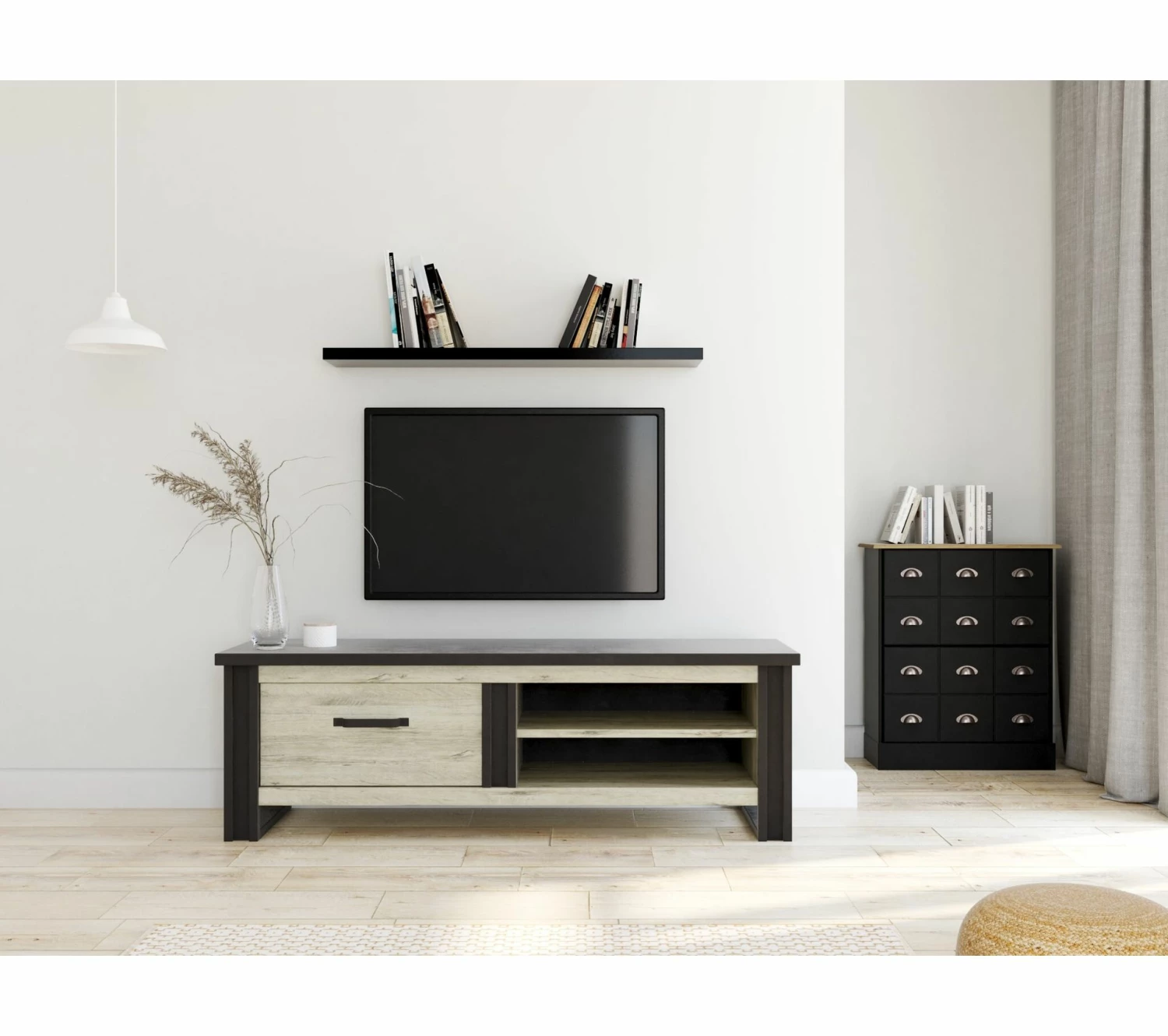 Offres 👏 TIME Meuble TV 1 tiroir L.169 BAXTER imitation chêne 🎉 3 Offres 👏 TIME Meuble TV 1 tiroir L.169 BAXTER imitation chêne 🎉