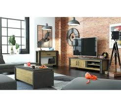 Vente flash 🔥 TIME Meuble TV 2 portes L.204 BAXTER imitation chêne 😍 -Promos TIME Magasin 3102000112046 AMB2