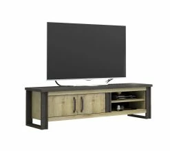 Vente flash 🔥 TIME Meuble TV 2 portes L.204 BAXTER imitation chêne 😍 -Promos TIME Magasin 3102000112046 Q