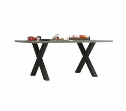 Meilleur prix 🌟 TIME Table L.170 pieds en X BAXTER imitation chêne/ gris 😉 -Promos TIME Magasin 3102000112091 Z2