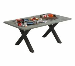 Meilleur prix 🌟 TIME Table L.170 pieds en X BAXTER imitation chêne/ gris 😉 -Promos TIME Magasin 3102000112091 Z4