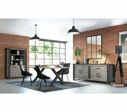 Grosses soldes ✔️ TIME Table L.200 pieds en X BAXTER imitation chêne/gris ✔️