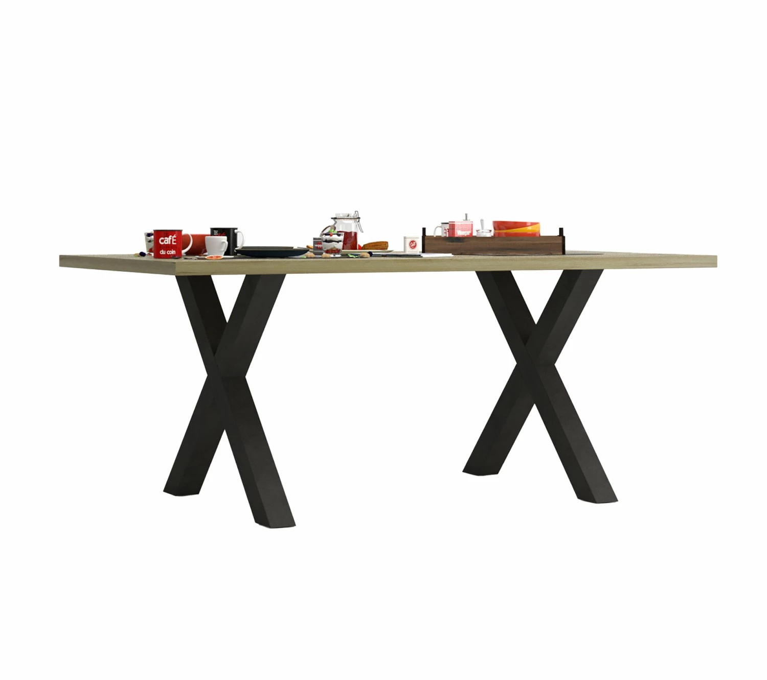 Meilleure vente ⭐ TIME Table L.170 pieds en X BAXTER imitation chêne 🎁 6 Meilleure vente ⭐ TIME Table L.170 pieds en X BAXTER imitation chêne 🎁 – Image 4