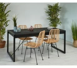 Grosses soldes 🔔 TIME Table rectangulaire L.200 ZARA acacia massif et noir 🔥 -Promos TIME Magasin 3248119121309 AMB2