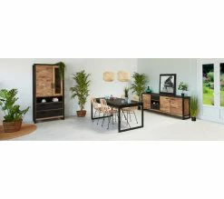 Remise 👏 TIME Vitrine 2 portes ZARA acacia massif et noir 👍