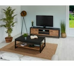 Promo 😀 TIME Meuble tv L.190 ZARA acacia massif et noir 🌟