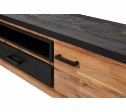 Promo 😀 TIME Meuble tv L.190 ZARA acacia massif et noir 🌟 -Promos TIME Magasin 3248119126304 D