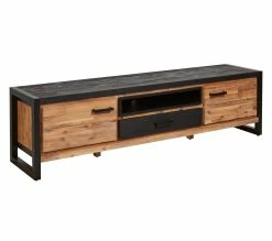 Promo 😀 TIME Meuble tv L.190 ZARA acacia massif et noir 🌟 -Promos TIME Magasin 3248119126304 Q