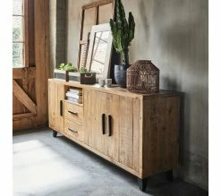 Promo 😉 TIME Buffet 3 portes/ 2 tiroirs PATIO Pin massif 🤩
