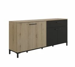 Promo 🧨 TIME Buffet 4 portes/1 tiroir TRUST chêne/noir 🌟 -Promos TIME Magasin 3483600905994 Q