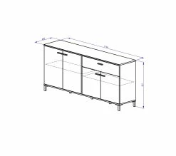 Promo 🧨 TIME Buffet 4 portes/1 tiroir TRUST chêne/noir 🌟 -Promos TIME Magasin 3483600905994 Z1