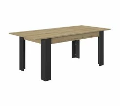 Promo 😍 TIME Table L.160/200 rectangulaire TRUST chêne/noir 👍 -Promos TIME Magasin 3483600920898 A