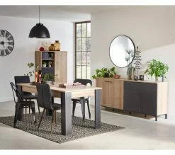 Promo 😍 TIME Table L.160/200 rectangulaire TRUST chêne/noir 👍 -Promos TIME Magasin 3483600920898 AMB2