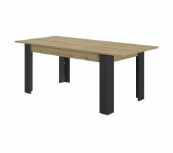 Promo 😍 TIME Table L.160/200 rectangulaire TRUST chêne/noir 👍 -Promos TIME Magasin 3483600920898 D