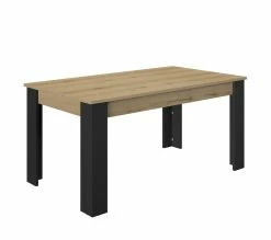 Promo 😍 TIME Table L.160/200 rectangulaire TRUST chêne/noir 👍 -Promos TIME Magasin 3483600920898 Q