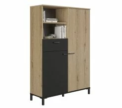 De gros 💯 TIME Buffet haut 2 portes/1 tirorir TRUST chêne/noir 🛒 -Promos TIME Magasin 3483600920904 A