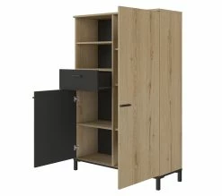 De gros 💯 TIME Buffet haut 2 portes/1 tirorir TRUST chêne/noir 🛒 -Promos TIME Magasin 3483600920904 D