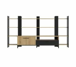 Coupon 🥰 TIME Meuble TV 2 portes/1 tiroir TRUST chêne/noir 💯 -Promos TIME Magasin 3483600920911 Z2