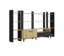 Coupon 🥰 TIME Meuble TV 2 portes/1 tiroir TRUST chêne/noir 💯 -Promos TIME Magasin 3483600920911 Z3