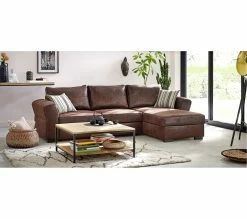 De gros 🤩 TIME Canapé convertible méridienne réversible CASABLANCA tissu Gobi marron 4 🎁