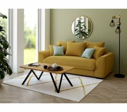 Budget 🔔 TIME Canapé 3 places SAGA tissu polaris curcuma 10 ❤️