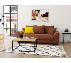 Promo 🔥 TIME Canapé 3 places SAGA tissu regain terracotta 96 🔔