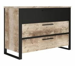 Bon marché 😉 TIME Commode 3 tiroirs DISTRICT imitation chêne et noir 🎉 10 Bon marché 😉 TIME Commode 3 tiroirs DISTRICT imitation chêne et noir 🎉 -Promos TIME Magasin 3605095772848 Q