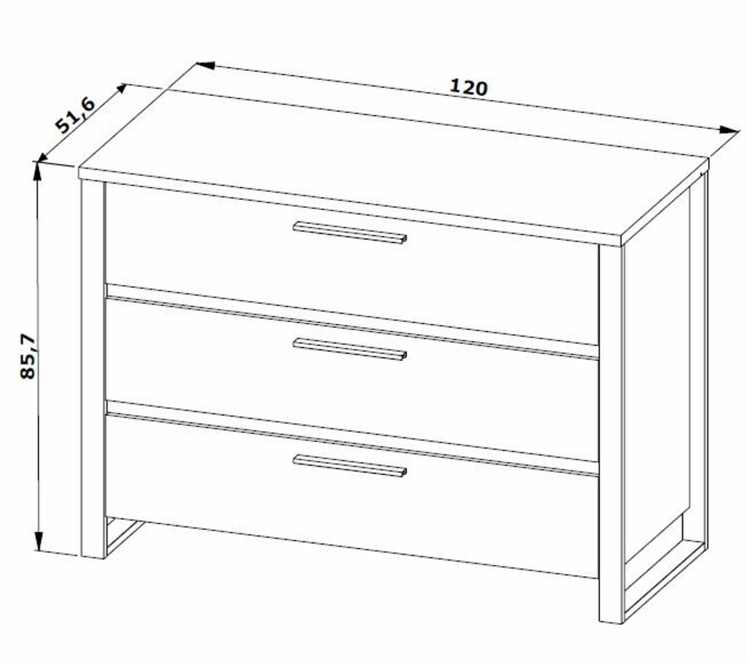 Bon marché 😉 TIME Commode 3 tiroirs DISTRICT imitation chêne et noir 🎉 8 Bon marché 😉 TIME Commode 3 tiroirs DISTRICT imitation chêne et noir 🎉 – Image 6