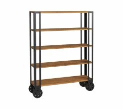 Le moins cher 🎉 TIME Bibliothèque WINSTON ciré coloris chêne et noir 🤩 -Promos TIME Magasin 3609130013309 Q