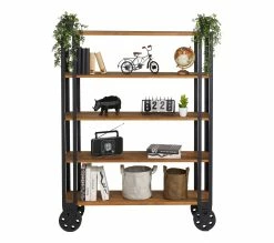 Le moins cher 🎉 TIME Bibliothèque WINSTON ciré coloris chêne et noir 🤩 -Promos TIME Magasin 3609130013309 Z2