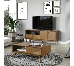 Meilleure affaire 🎉 TIME Meuble TV L.200 cm CLAUDIA pin massif foncé ⭐