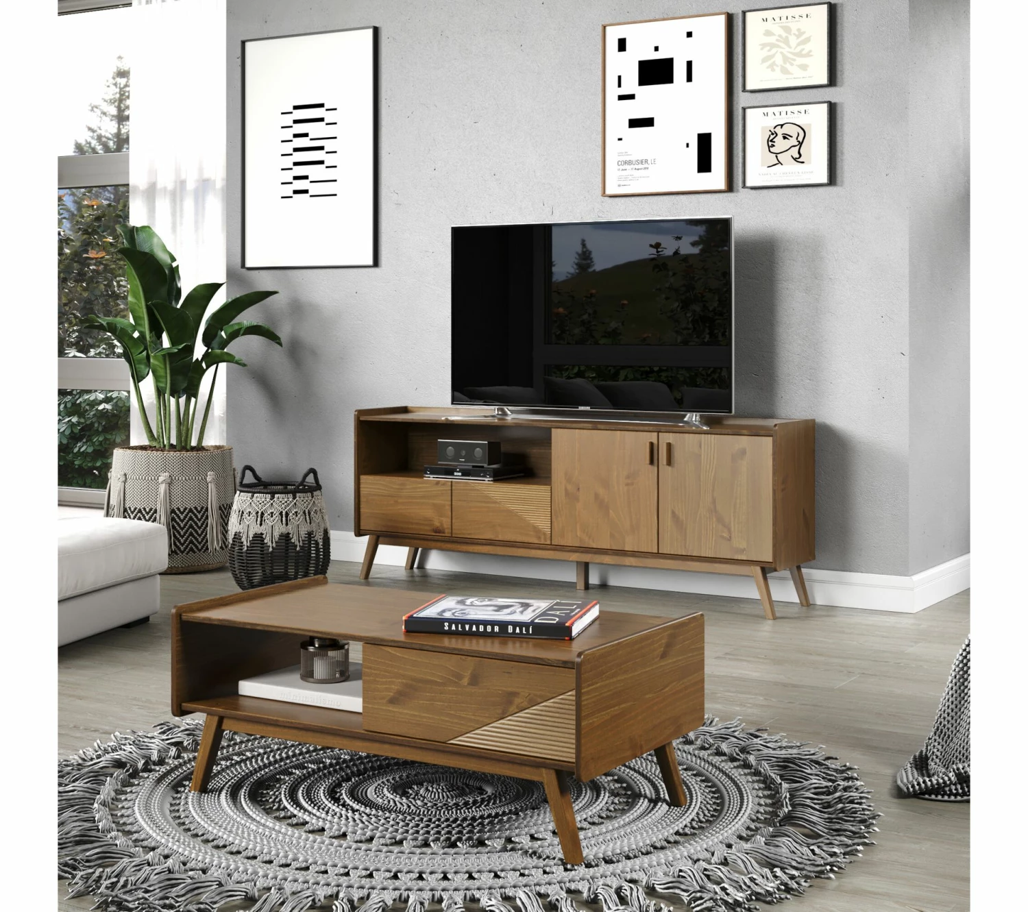 Meilleure affaire 🎉 TIME Meuble TV L.200 cm CLAUDIA pin massif foncé ⭐ 3 Meilleure affaire 🎉 TIME Meuble TV L.200 cm CLAUDIA pin massif foncé ⭐