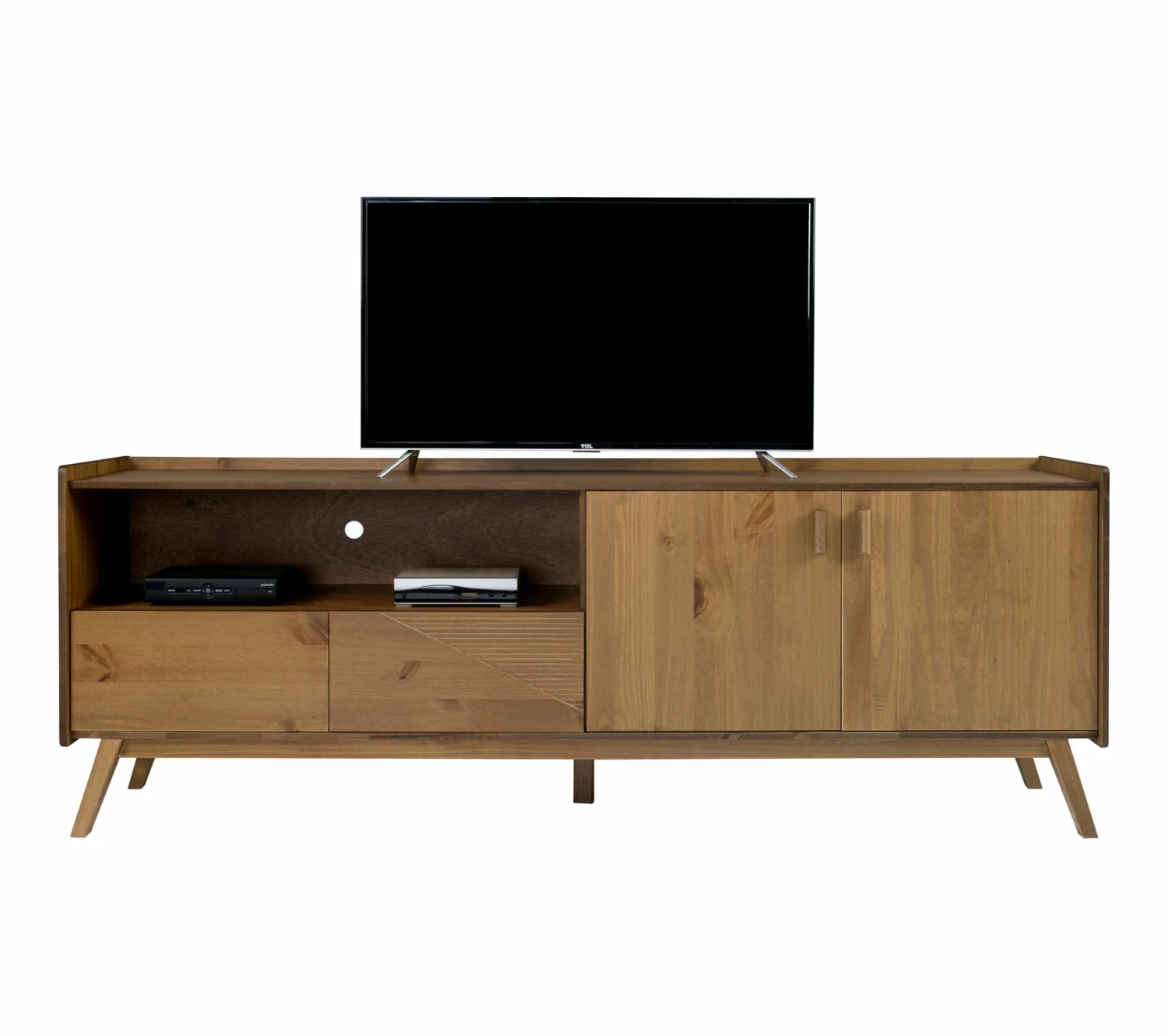 Meilleure affaire 🎉 TIME Meuble TV L.200 cm CLAUDIA pin massif foncé ⭐ 4 Meilleure affaire 🎉 TIME Meuble TV L.200 cm CLAUDIA pin massif foncé ⭐ – Image 2