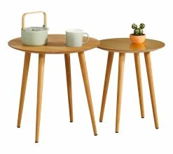 Meilleure vente 🎉 TIME Table basse ronde gigogne LOLA Chêne/ or 🎉 -Promos TIME Magasin 3877000686735 Z3