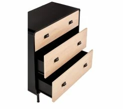 Bon marché 💯 TIME Commode 3 tiroirs Sixties noir et imitation chêne 🎉 -Promos TIME Magasin 4894223211833 A