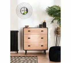 Bon marché 💯 TIME Commode 3 tiroirs Sixties noir et imitation chêne 🎉