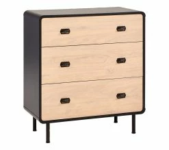 Bon marché 💯 TIME Commode 3 tiroirs Sixties noir et imitation chêne 🎉 -Promos TIME Magasin 4894223211833 Q