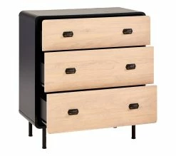 Bon marché 💯 TIME Commode 3 tiroirs Sixties noir et imitation chêne 🎉 -Promos TIME Magasin 4894223211833 Z4