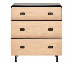 Bon marché 💯 TIME Commode 3 tiroirs Sixties noir et imitation chêne 🎉 -Promos TIME Magasin 4894223211833 Z5