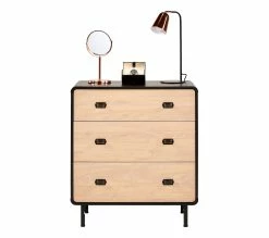 Bon marché 💯 TIME Commode 3 tiroirs Sixties noir et imitation chêne 🎉 -Promos TIME Magasin 4894223211833 Z7