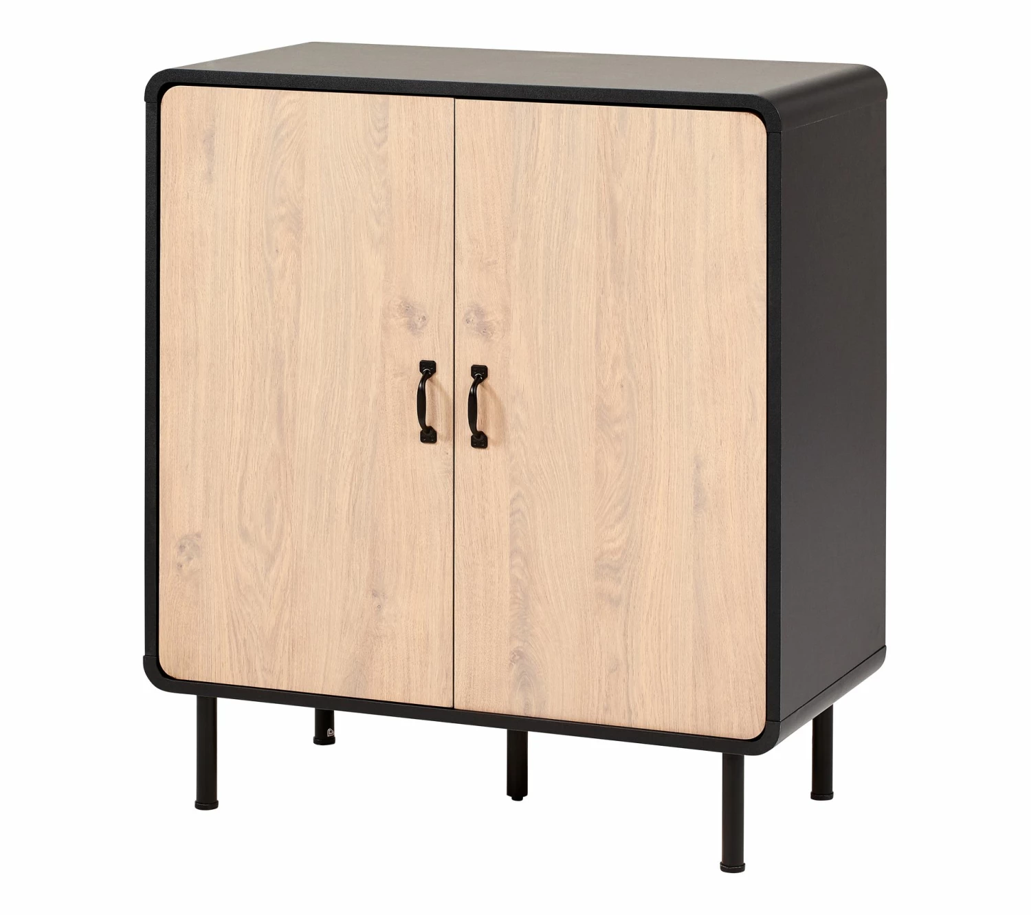 Bon marché 🥰 TIME Rangement 2 portes Sixties imitation chêne et noir 🎁 6 Bon marché 🥰 TIME Rangement 2 portes Sixties imitation chêne et noir 🎁 – Image 4